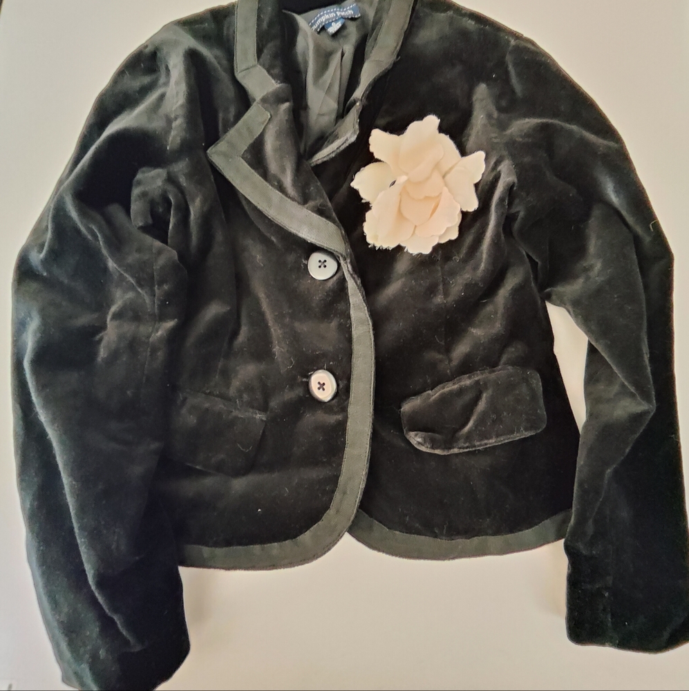 Pumpkin Patch Black Velvet Jacket with Cream Flower